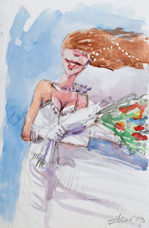 Windy bride by Goran Žigolić Watercolors