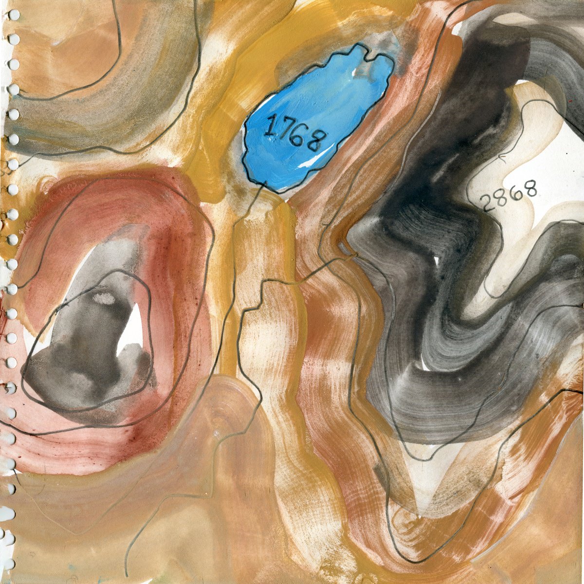 Abstract Pencil Drawing By Elizabeth Anne Fox, 12 X 12, Fairfield And Seat Sandal, Original Artwork