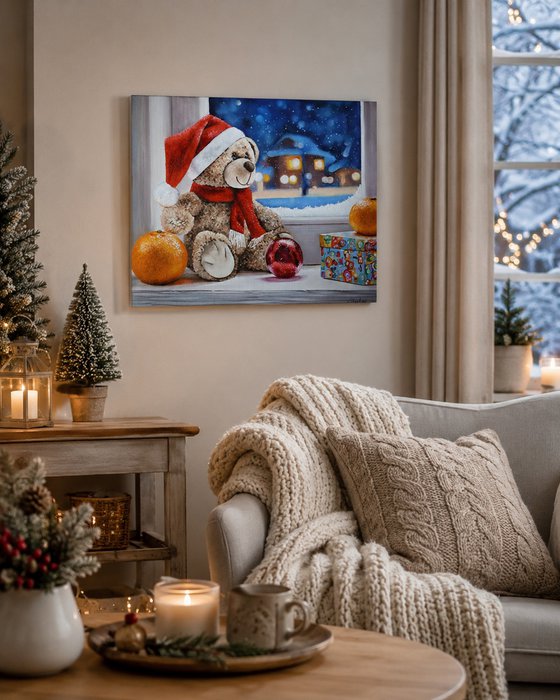 Christmas Teddy Bear at the Window