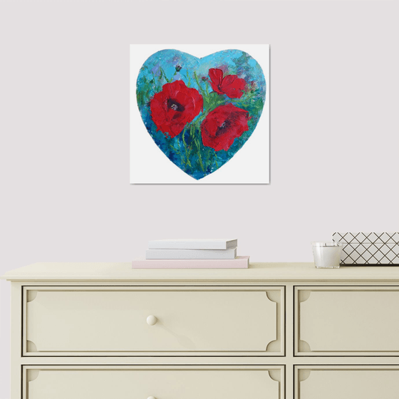 Poppies in Heart... /  ORIGINAL PAINTING