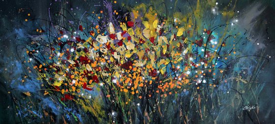 "Evanescence" #1  - Large original abstract floral landscape