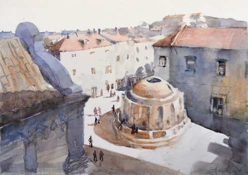 Onofrio's fountain Dubrovnik by Goran Žigolić Watercolors