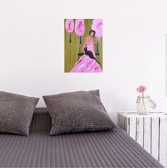 Woman with Cat Painting