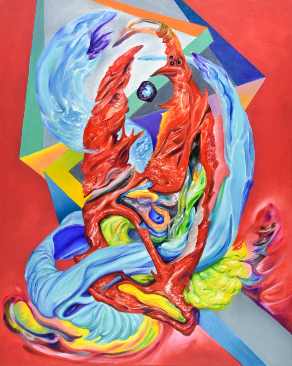 Organic Abstract Oil Painting By Andres Alvarez, 24 X 30, Claw, Original Artwork