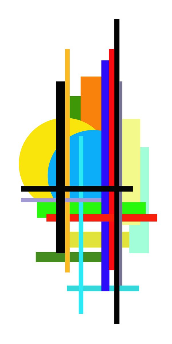 Abstract Giclee Print By Alessandro Butera, 22 X 41, Chromatic Intersections, Original Artwork