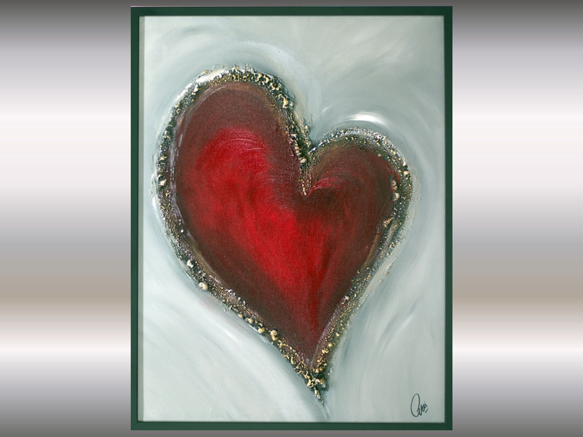 Abstract Acrylic Painting By Edelgard Schroer, 25 X 32, Red Is Love, Original Artwork