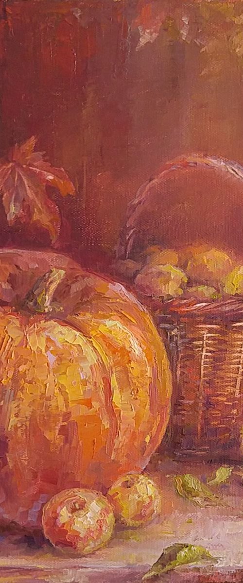 Still life with pumpkin and apples by Alexander Koltakov