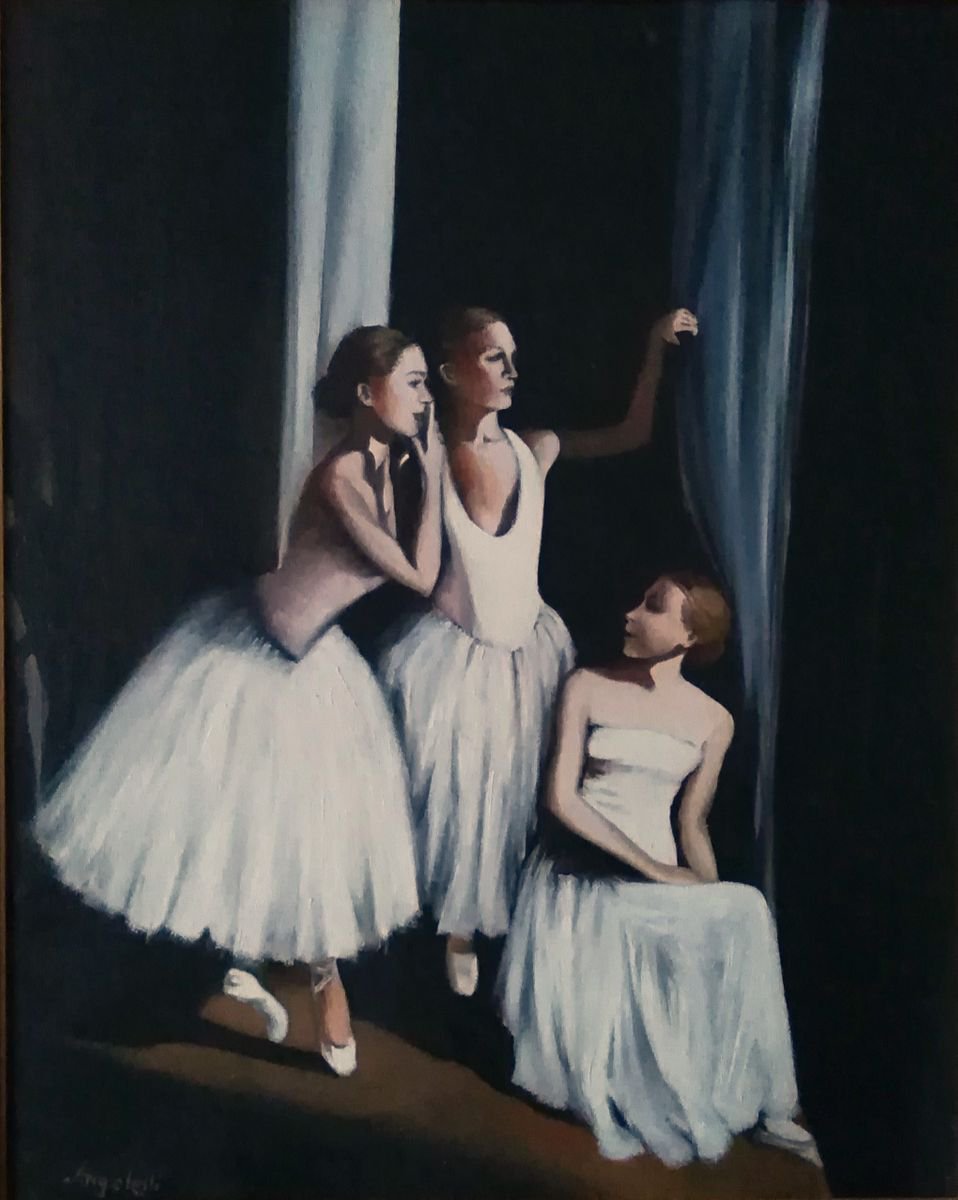 Backstage - oil painting - portrait by Anna Rita Angiolelli
