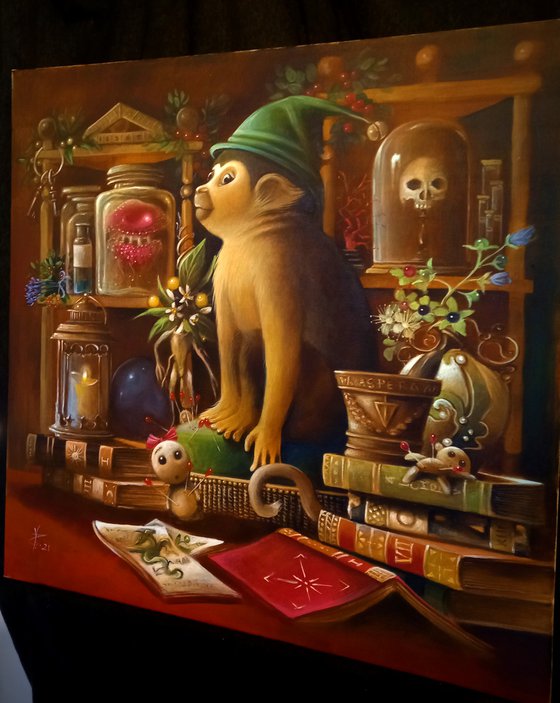 "The alchemist's helper" - original acrylic on canvas - 50 x 50 cm - 20 x 20 inches-Reserved for Mr. Grant Samson