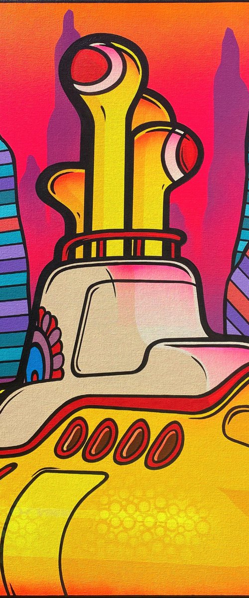 Yellow Submarine on Pink by Jamie Lee