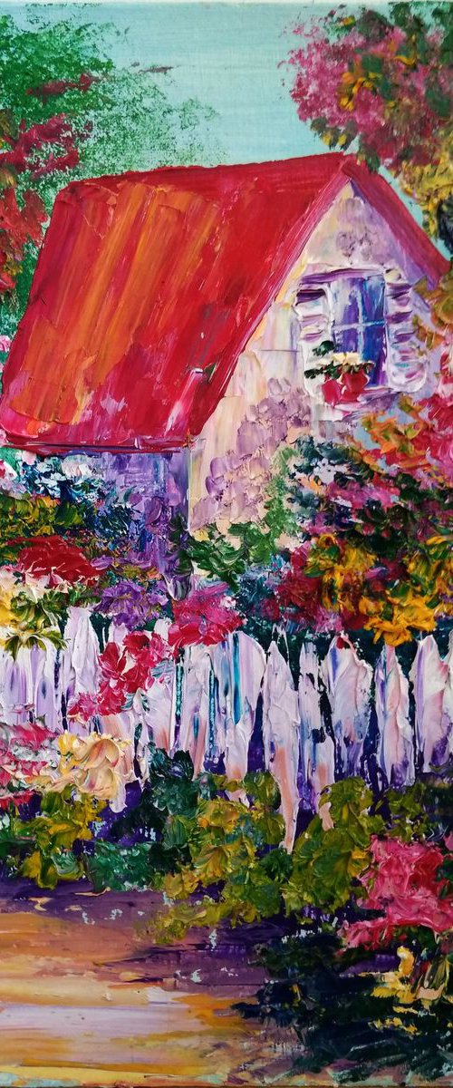 Flowers around the house in village by Oksana Fedorova