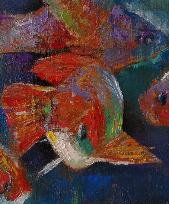 In the colorful sea (25x35cm, oil painting, impressionistic)
