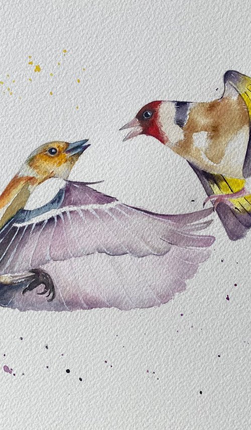 The birds and bees. Watercolour painting original art. by Bethany Taylor