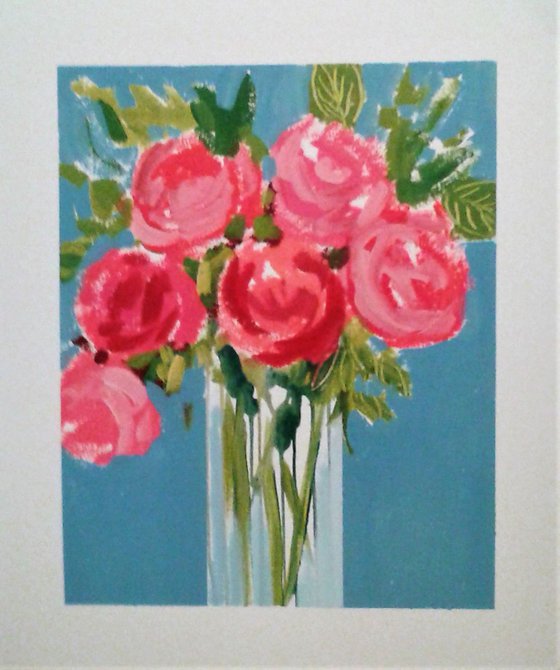 Roses on Blue