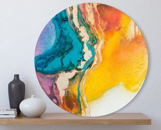 Fusion - Round Canvas Painting