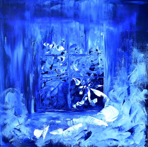 Les pensées de lumière - Blue square abstract