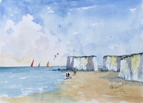 Kites flying at Botany Bay in Kent by Brian Tucker