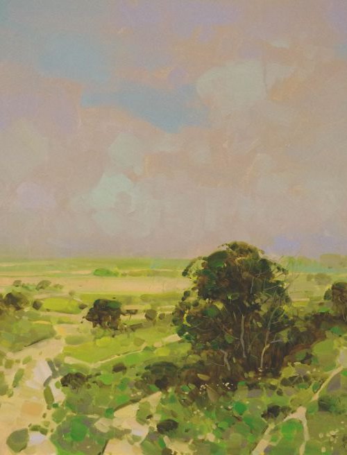 Meadow Path Original  oil painting One of a kind Signed with Certificate of Authenticity by Vahe Yeremyan