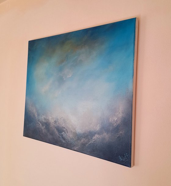 WINTER BLUE (Slimline collection - Abstract oil painting - 51cms X 41cms)