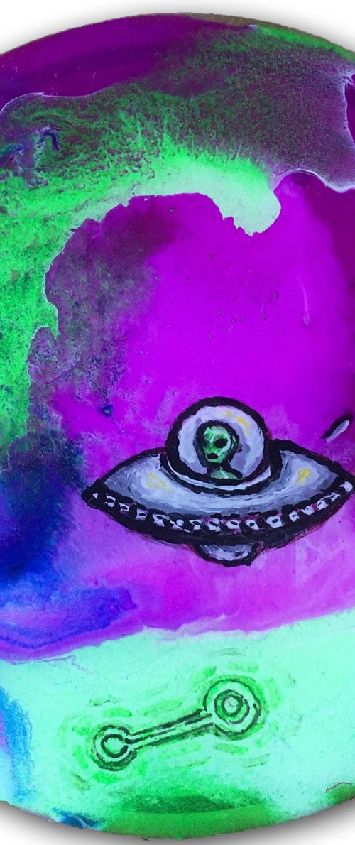 "Come And See Me Sometime" - Original PMS Acrylic And Resin Painting - 4" x 4" by Preston M. Smith (PMS)