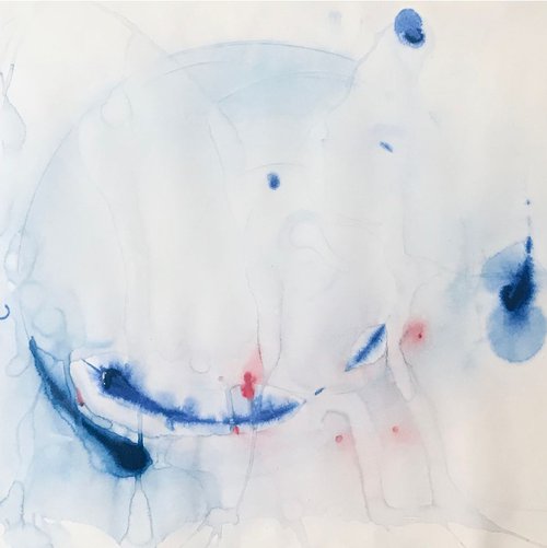 Watercolor abstract  "Blue circle" by Natalya Burgos