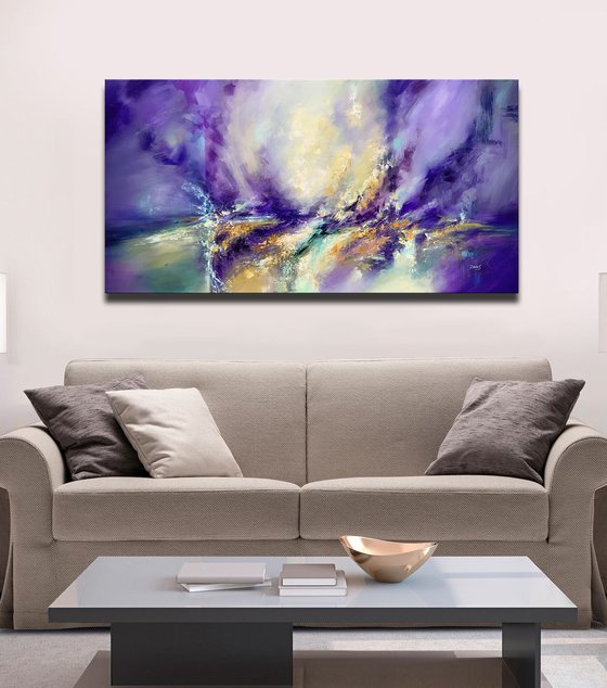Abstract Oil Painting - Purple Wind 120 x 60 cm