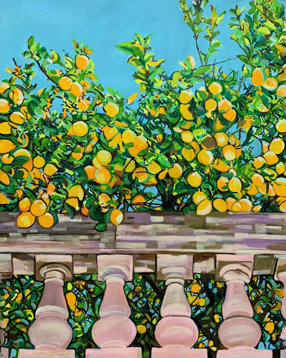 Garden With Lemon Trees / 100 x 80 x 4.5 cm by Alexandra Djokic