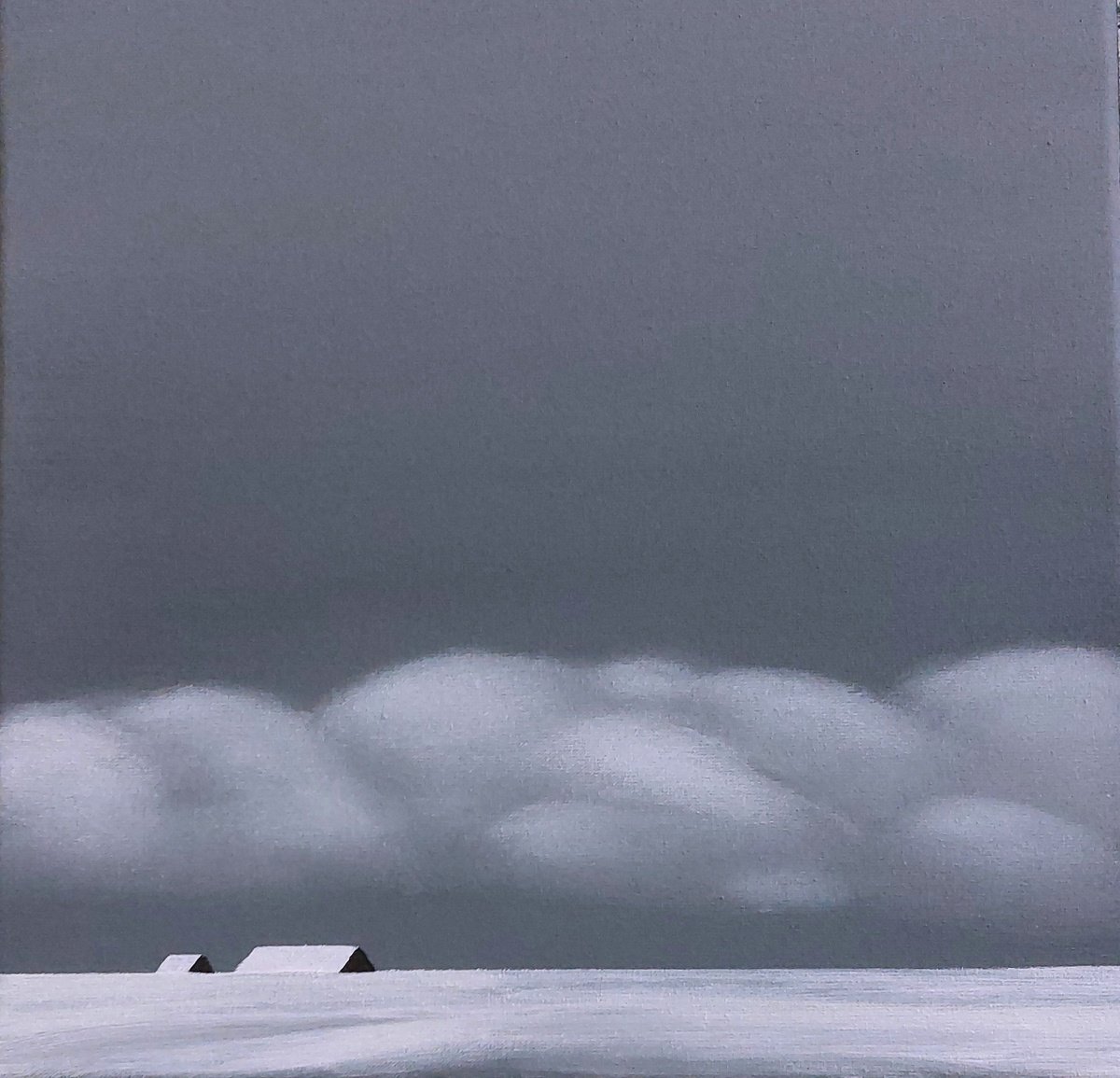 Impressionistic Landscape Acrylic Painting By Nelly Van Nieuwenhuijzen, 12 X 12", It Will Snow Again, Original Artwork