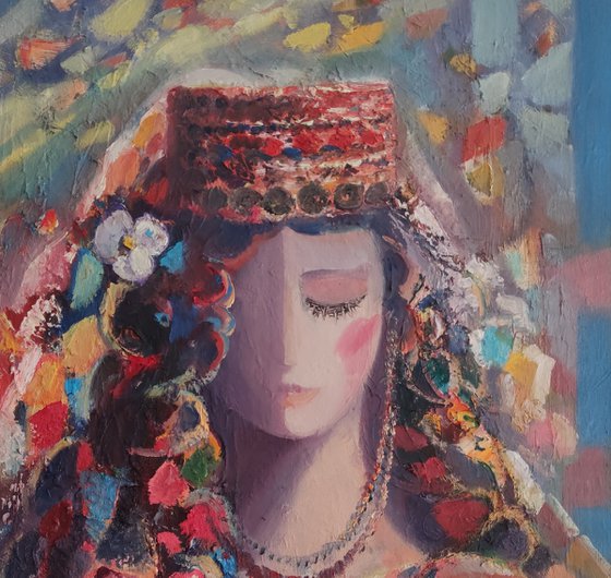 Armenian Girl   (50x70cm, oil/canvas, abstract portrait)