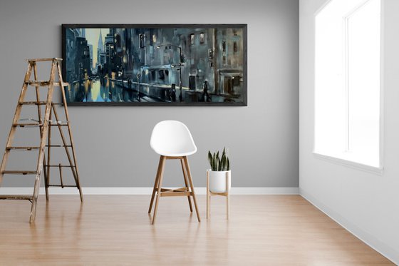 Huge painting - "New York" - big cityscape - expressionism - 2020