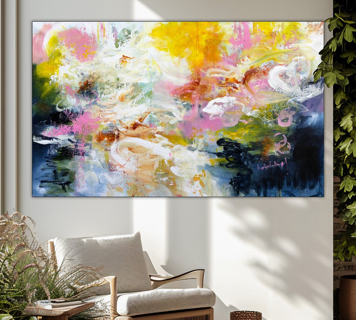 Abstract Acrylic Painting By Andrada Anghel, 60 X 36, Primal Impact, Original Artwork