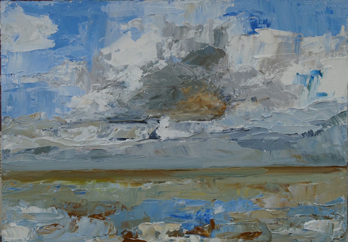 Blustery Sky at Whitstable by Ann Palmer
