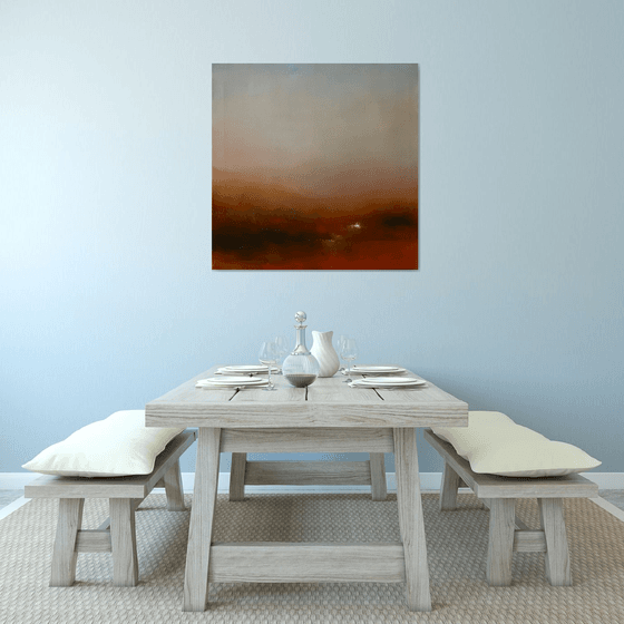 Sunrise-Sunrise 90x90 cm  - gold particles original oil painting landscape gift modern urban art office art decor home decor gift idea