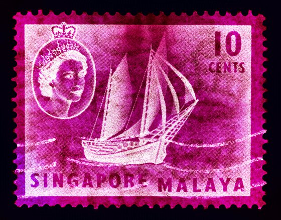 Heidler & Heeps Singapore Stamp Collection '10 cents QEII Ship Series (Magenta)'