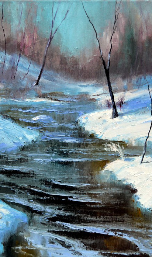 Icy river in the Christmas by Elena Lukina