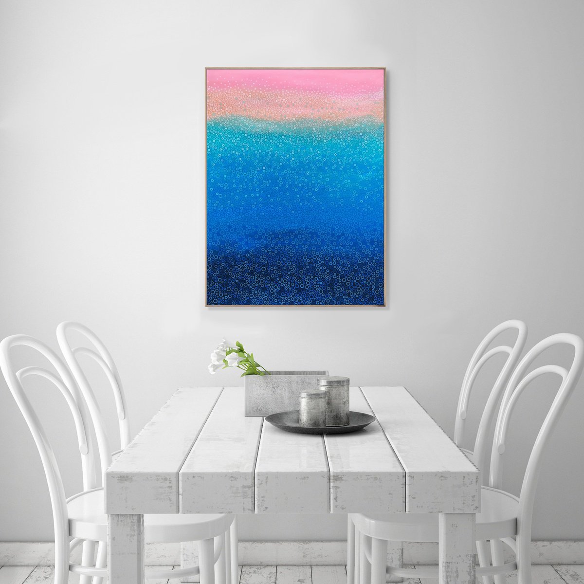 Abstract Landscape Acrylic Painting By Jennifer Bell, 30 X 40, Beach Bubbles Iv, Original Artwork