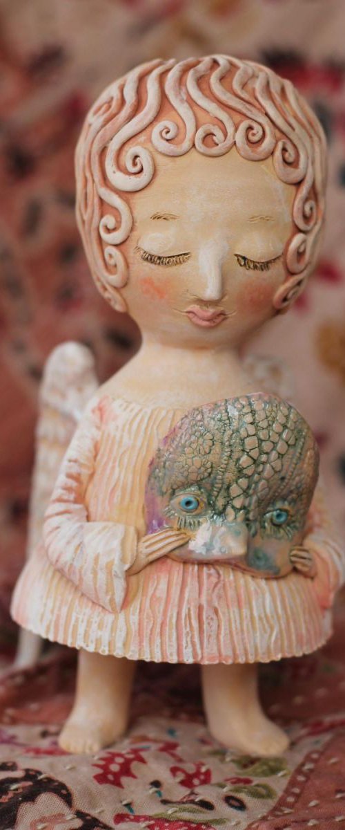 Angels games I. Ceramic OOAK sculpture. by Elya Yalonetski
