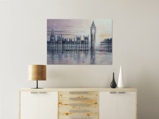 London - Big Ben and The Houses Of Parliament At Sunset