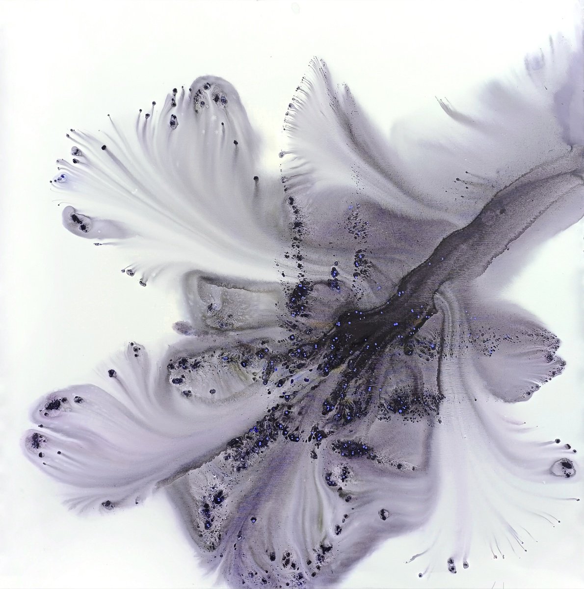 Abstract Botanical Acrylic Painting By Muriel Napoli, 55 X 55", Nature 325, Original Artwork