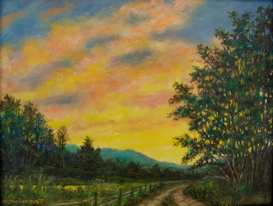 Road Home # 2 - Oil on 10X13 inch mat board by K. McDermott (SOLD)