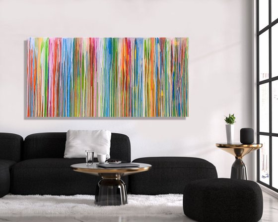 Where The Heart Is - LARGE,  STRIPED, MODERN, ABSTRACT ART – EXPRESSIONS OF ENERGY AND LIGHT. READY TO HANG!