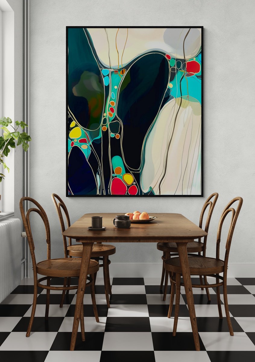 Abstract Acrylic Painting By V+V Kniazievi, 47 X 59", Summer Fantasies #5, Original Artwork