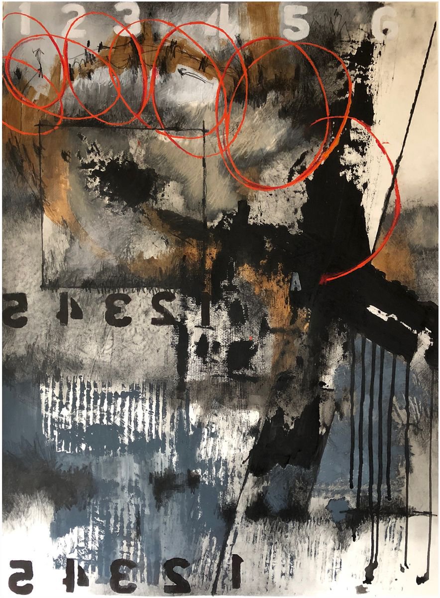 G Kustom Kuhl | Original  Drawing | Composition No. 165 [ Orange Rings ] | 56 X 76Cm | Artwork For Sale On Artfinder