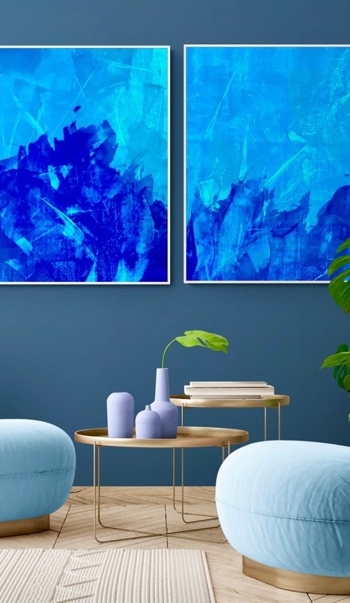 Blue abstract 3424 set 2 by Anita Kaufmann