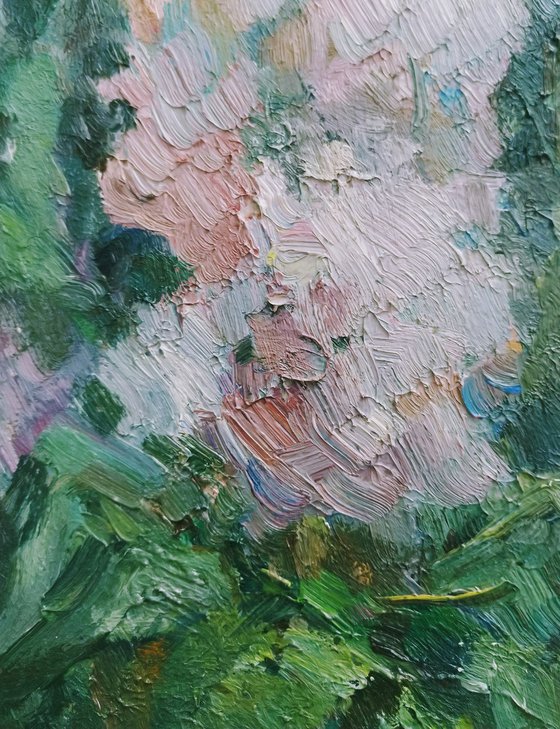 Lilac. Sketch. Original oil painting.