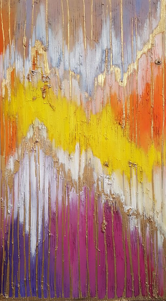 Abstract landscape You are my sunshine, 50×90 cm, original, Free shipping