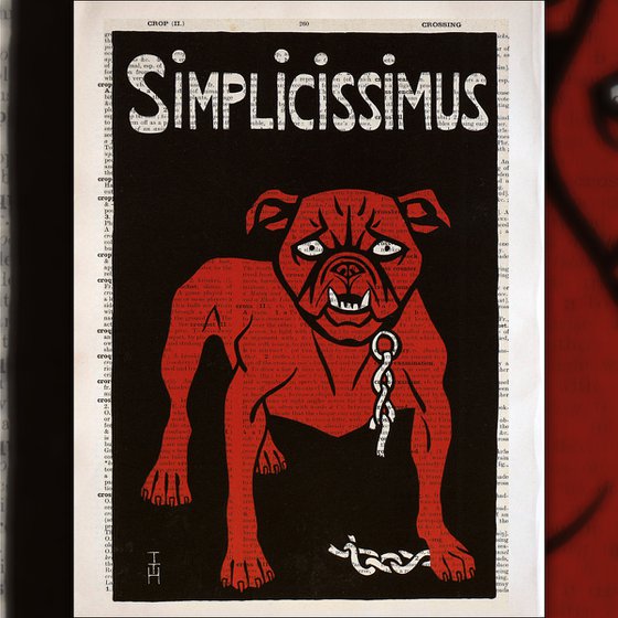 Simplicissimus - Collage Art Print on Large Real English Dictionary Vintage Book Page