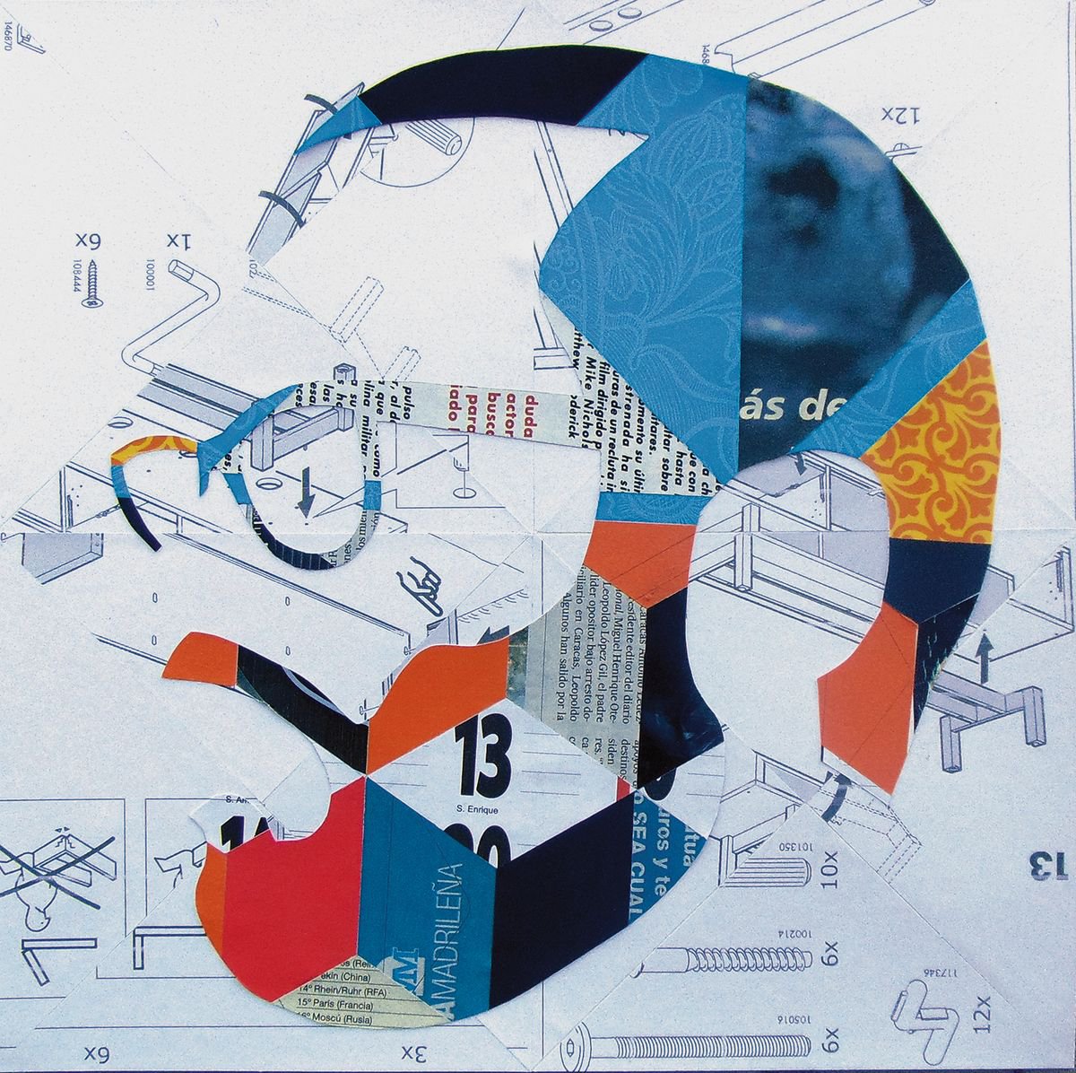 Portrait Collage By Manel Villalonga, 12 X 12", 140 Face, Original Artwork