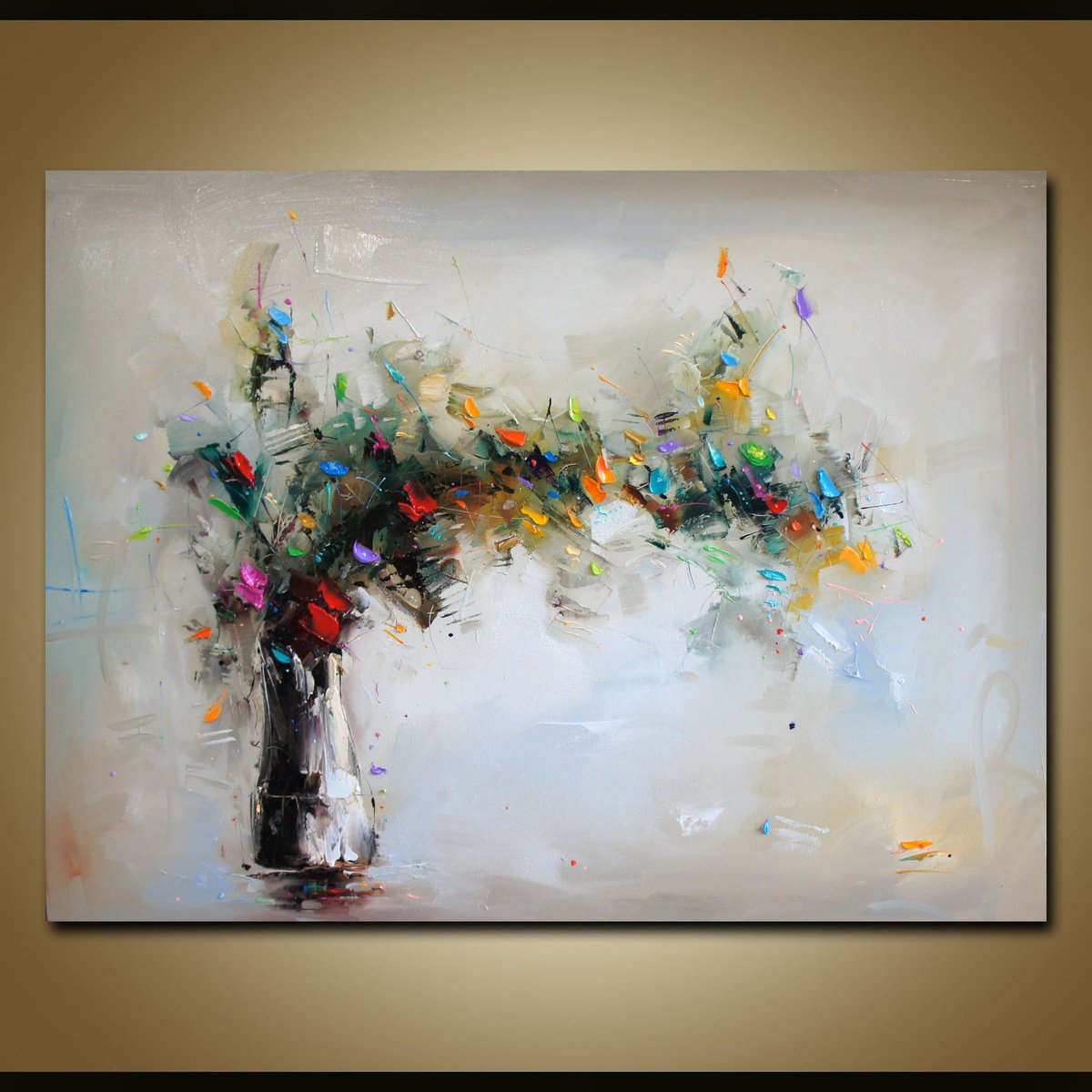 Expressive Botanical Oil Painting By Stanislav Lazarov, 47 X 35", Colorful Temptation, Original Artwork