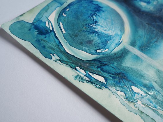 Blue forest - abstract blue watercolor